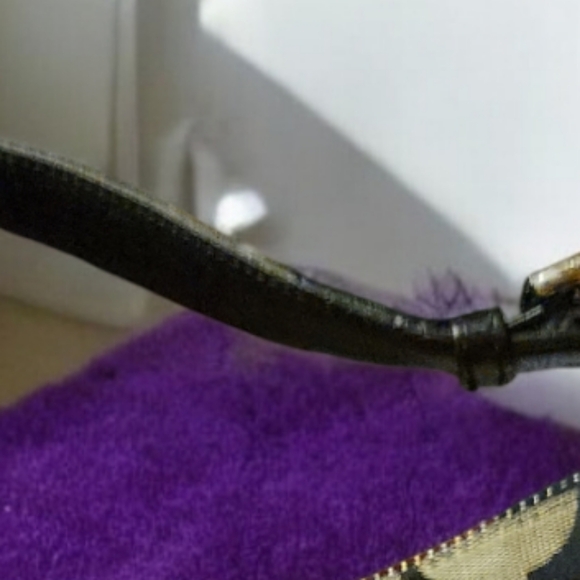 Vtg Coach Black Beige Jacquard Fabric Shoulder Bag Silver Hardwares - Picture 12 of 14